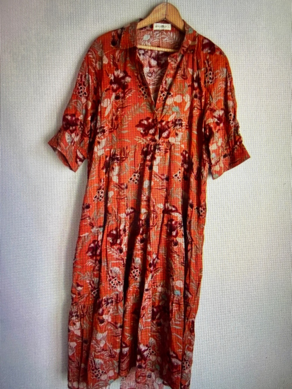 Natural Life Bohemian Floral Tiered Midi Dress in Orange Med - Picture 5 of 5